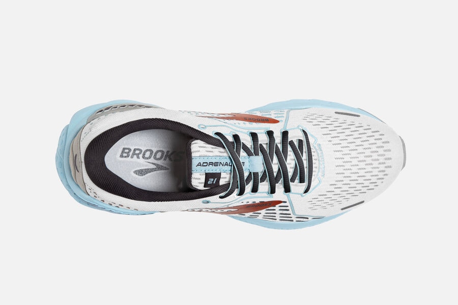 Brooks Adrenaline GTS 21 Road Running Shoes - Womens - White/Gold/Blue - BK5740239